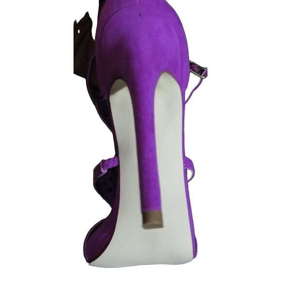 Justfab Gloria Purple Vegan Leather Laser Cut caged pumps size 8 true to size - Picture 10 of 15